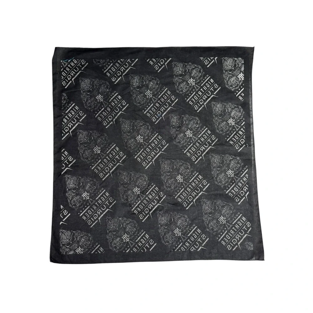 NightRider Jewelry Sturgis 2023 MMXXIII Black Skull Spade Bandana Scarf 21x21